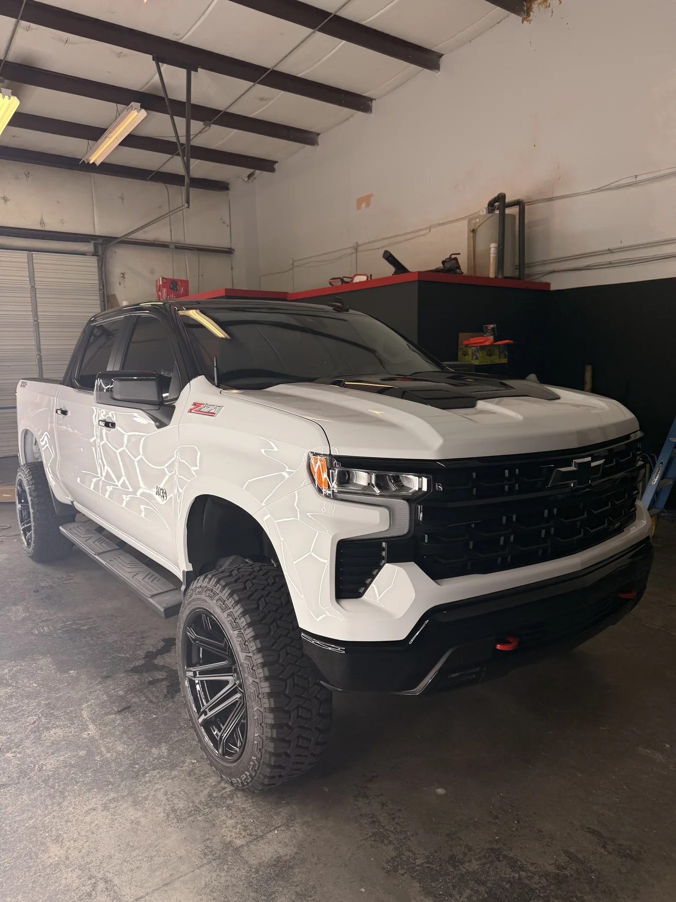White Chevrolet Silverado after window tint service